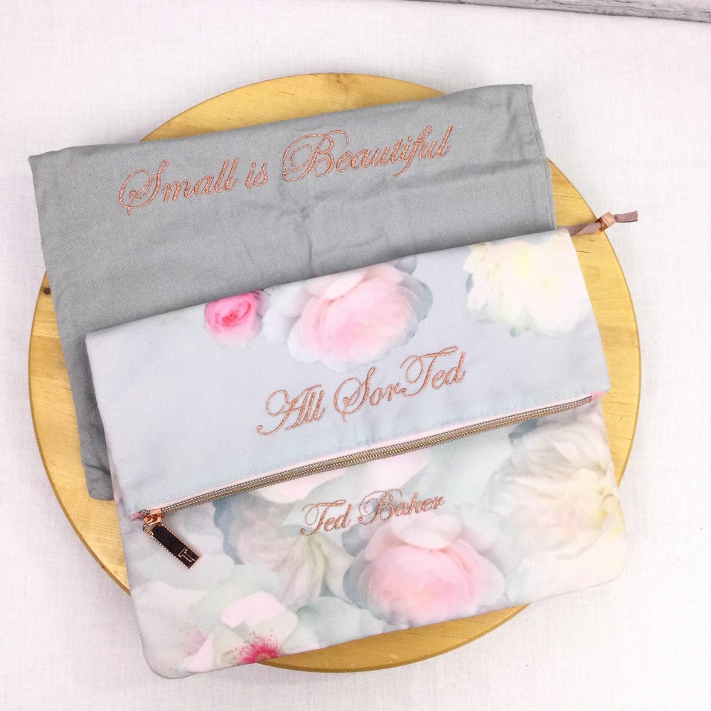 Ted Baker All Sorted Floral Solid Gray Embroidered Zippered Laundry Bag Set - Picture 14 of 14